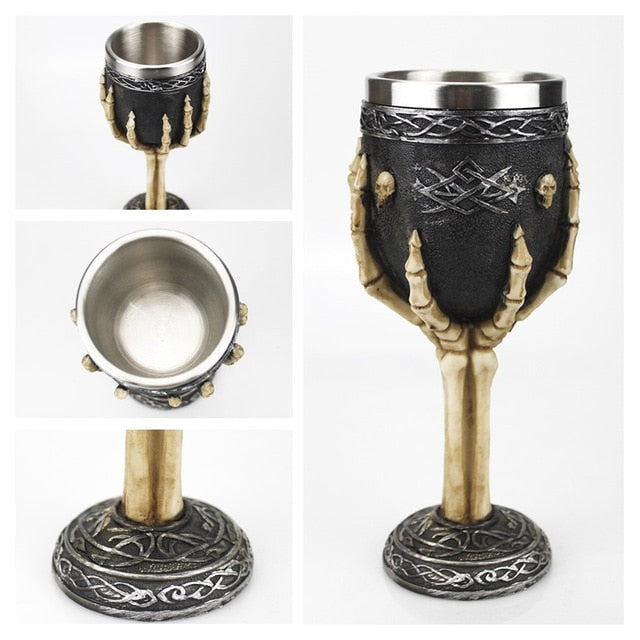 Horrible Resin Stainless Steel Skull Goblet Retro Claw Wine Glass