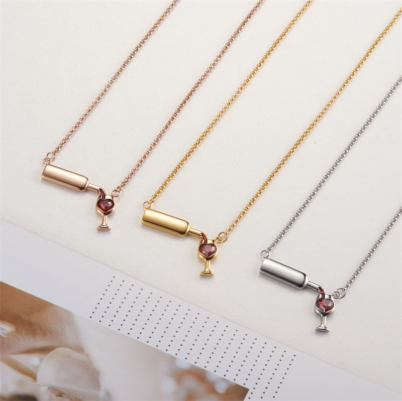 ZPAMS Women Cubic Zirconia Gold Chain Pendant Necklace Gift