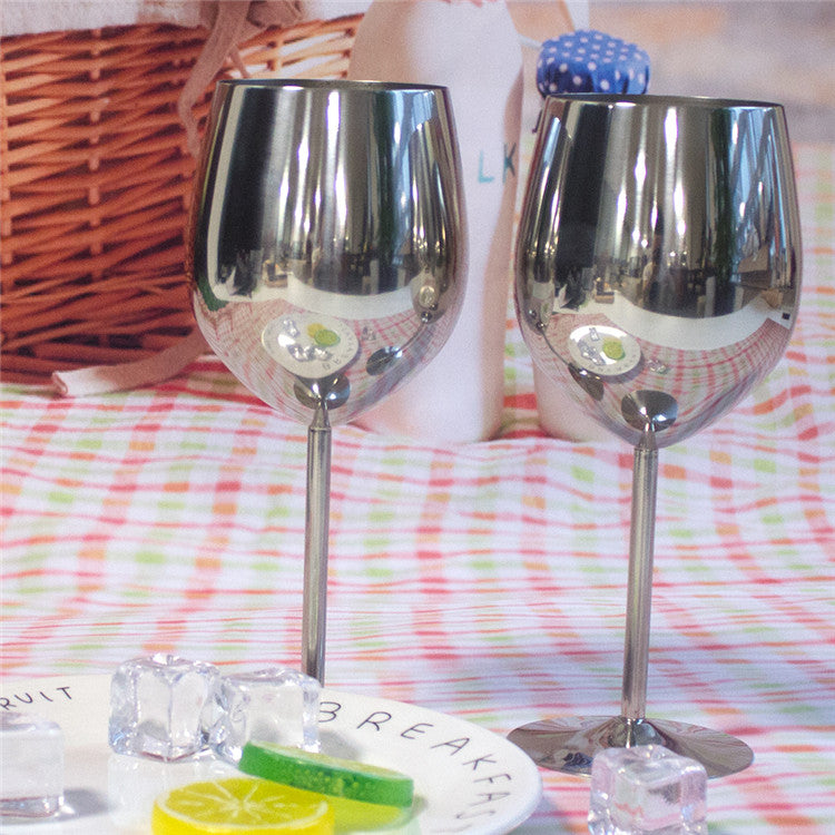 2Pcs Classical Wine Glasses Stainless Steel 18/8 Champagne Glasses