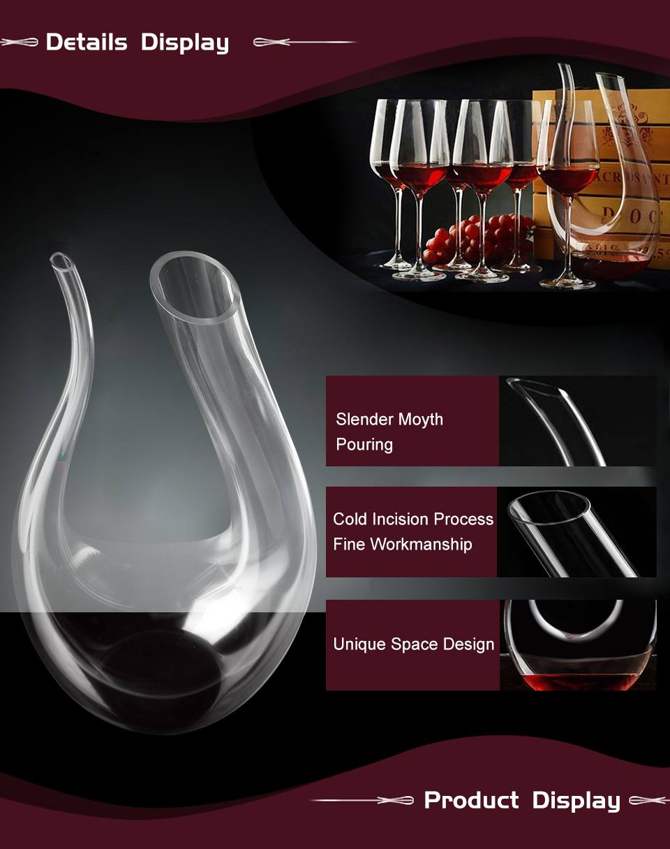 YKPuii 1500ML Big Decanter Handmade Crystal Red Wine Brandy Champagne Glasses