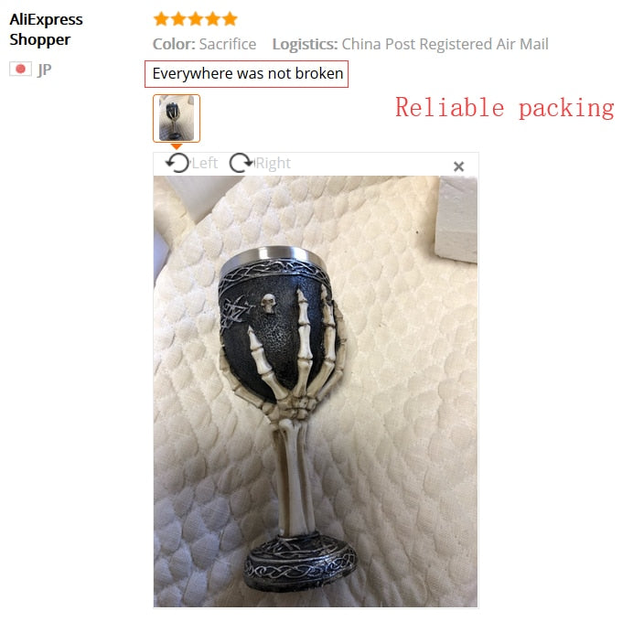 Horrible Resin Stainless Steel Skull Goblet Retro Claw Wine Glass