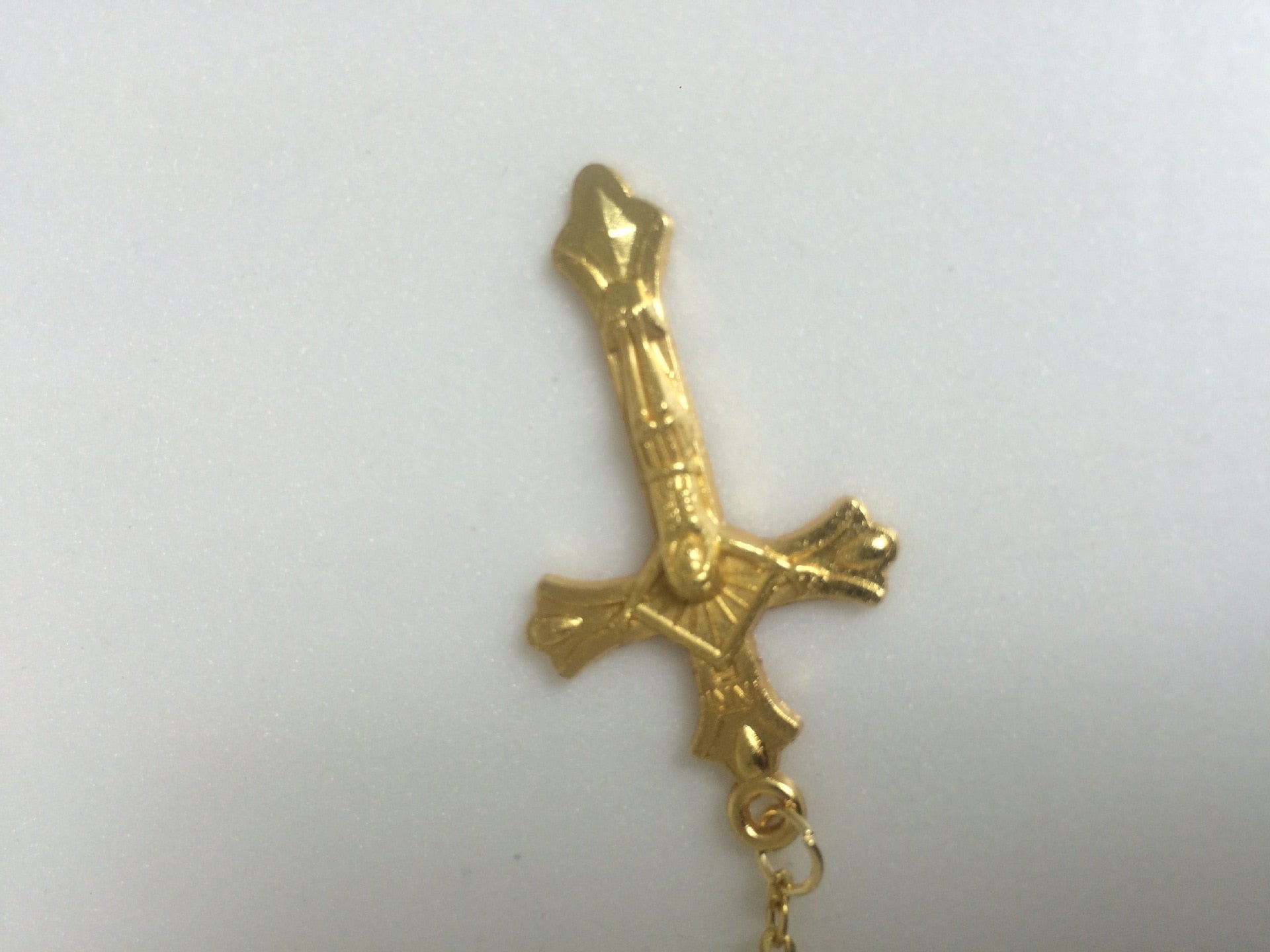Catholic White Imitation Pearl Cross Necklace