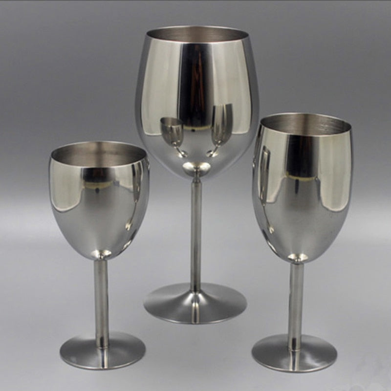 2Pcs Classical Wine Glasses Stainless Steel 18/8 Champagne Glasses