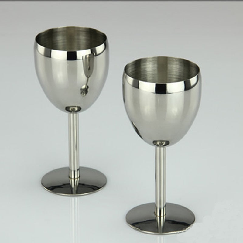 2Pcs Classical Wine Glasses Stainless Steel 18/8 Champagne Glasses