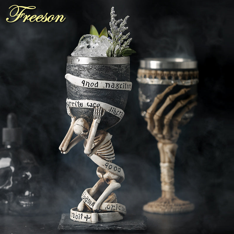 Horrible Resin Stainless Steel Skull Goblet Retro Claw Wine Glass