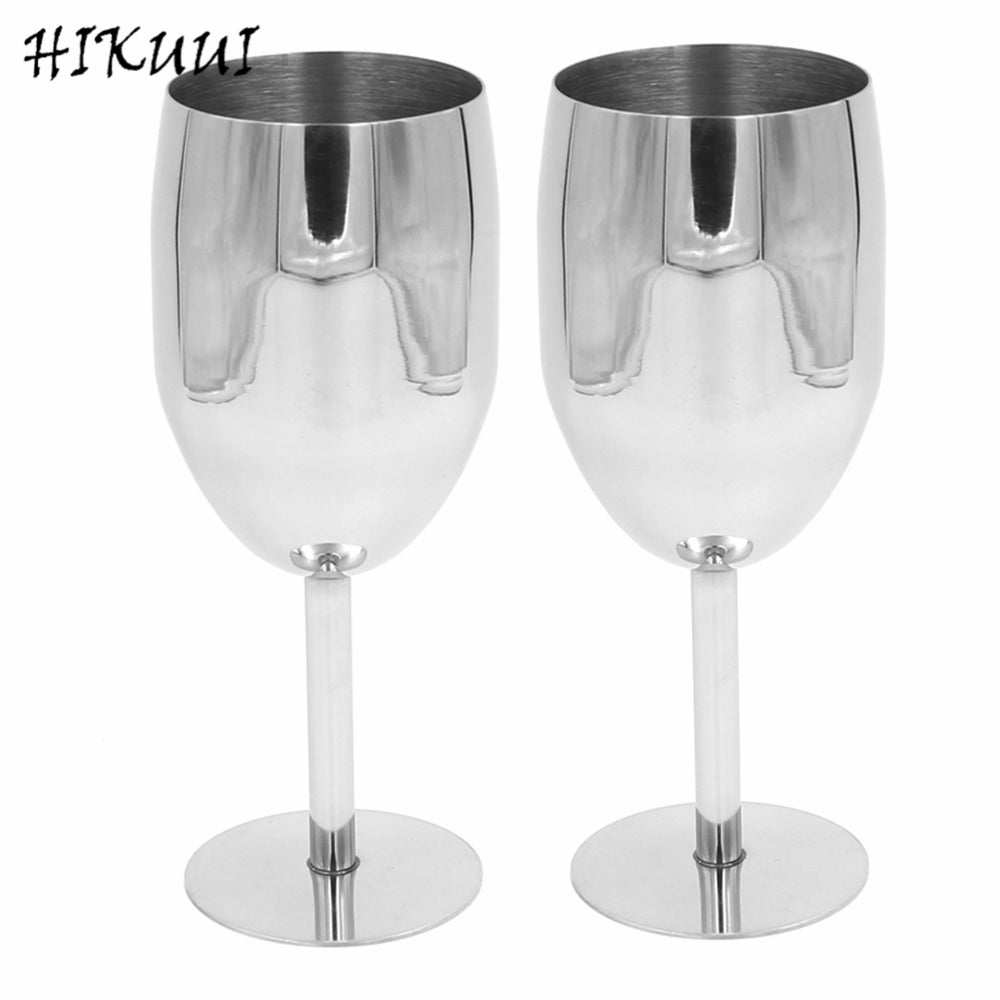 2PCS 17CM Stainless Steel Wine & Champagne Glass
