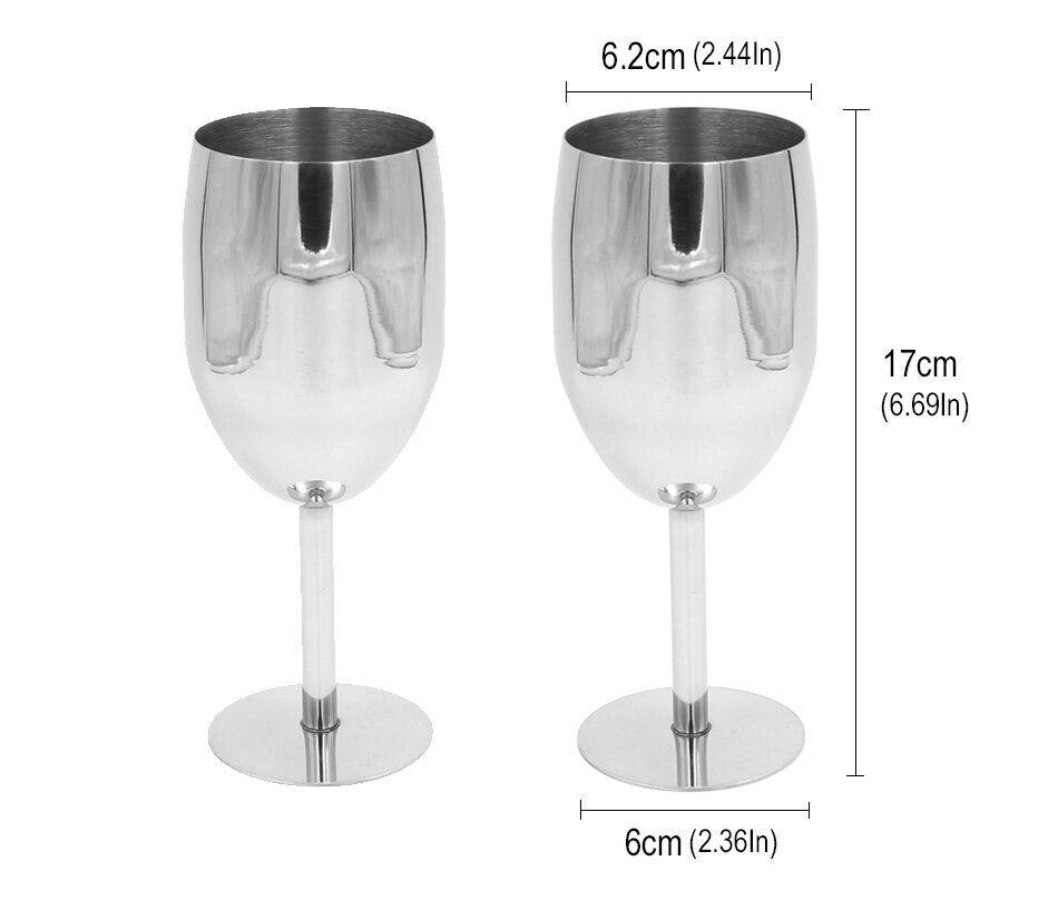 2PCS 17CM Stainless Steel Wine & Champagne Glass