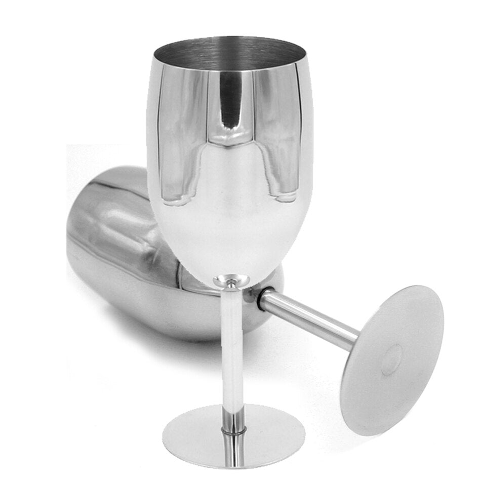 2PCS 17CM Stainless Steel Wine & Champagne Glass