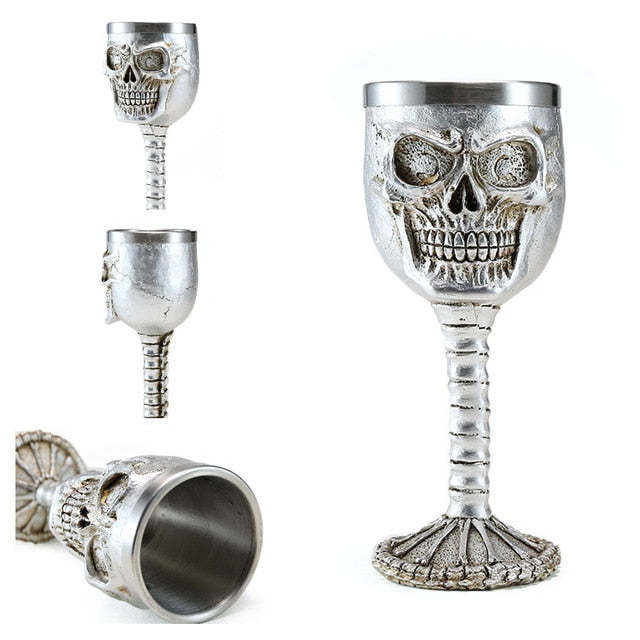 Horrible Resin Stainless Steel Skull Goblet Retro Claw Wine Glass