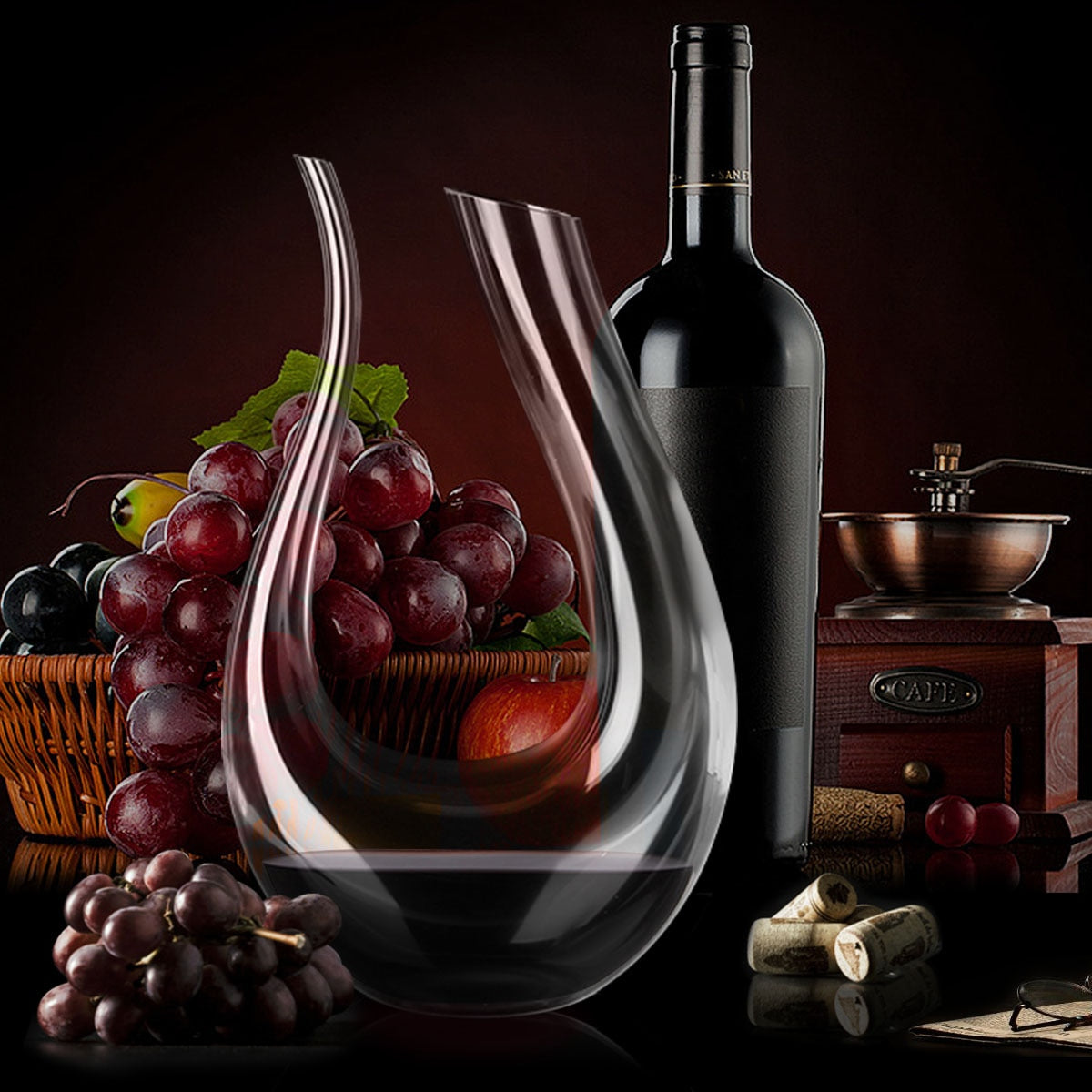 YKPuii 1500ML Big Decanter Handmade Crystal Red Wine Brandy Champagne Glasses