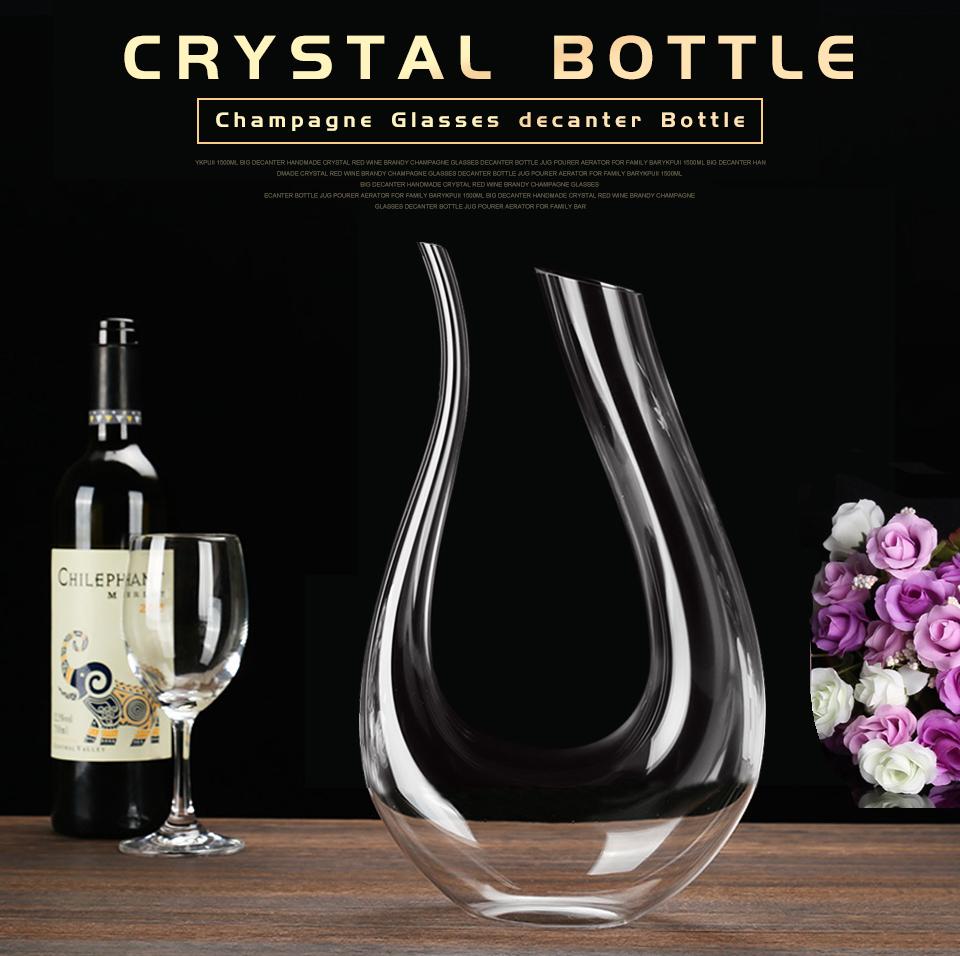 YKPuii 1500ML Big Decanter Handmade Crystal Red Wine Brandy Champagne Glasses