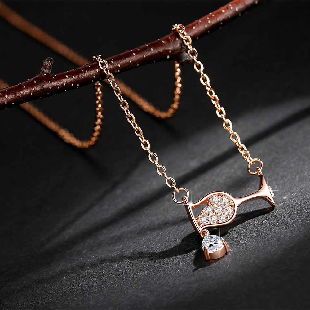 Drop Crystal Zircon Wine Glass Pendant Women Necklace