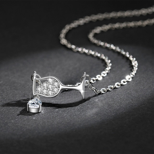 Drop Crystal Zircon Wine Glass Pendant Women Necklace