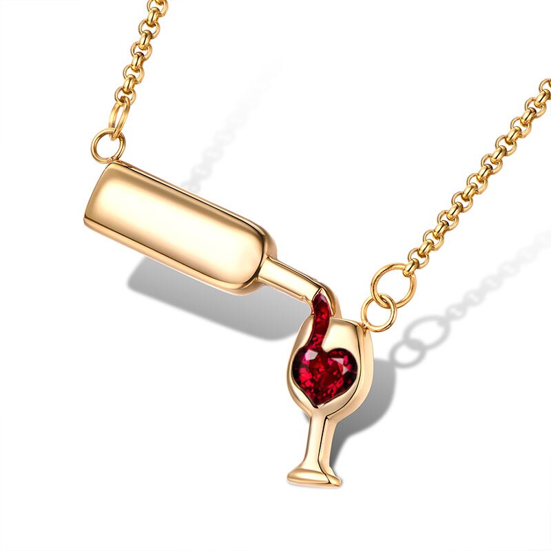 ZPAMS Women Cubic Zirconia Gold Chain Pendant Necklace Gift