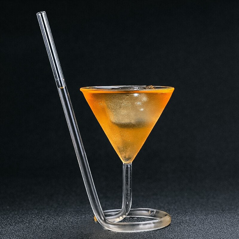 Creative Screw Spiral Straw Molecular Cocktail & Martini Glass