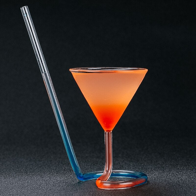 Creative Screw Spiral Straw Molecular Cocktail & Martini Glass