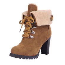 Load image into Gallery viewer, Winter Lace-Up High Thick Short Boots Shoes Women
