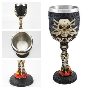 Horrible Resin Stainless Steel Skull Goblet Retro Claw Wine Glass