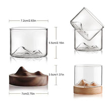 Load image into Gallery viewer, Mountain Whiskey Glass with Wooden Base Rocks Beer Set