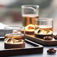 Load image into Gallery viewer, Mountain Whiskey Glass with Wooden Base Rocks Beer Set