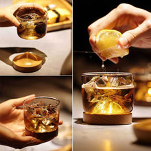 Load image into Gallery viewer, Mountain Whiskey Glass with Wooden Base Rocks Beer Set