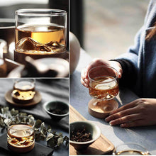 Load image into Gallery viewer, Mountain Whiskey Glass with Wooden Base Rocks Beer Set