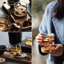 Load image into Gallery viewer, Mountain Whiskey Glass with Wooden Base Rocks Beer Set
