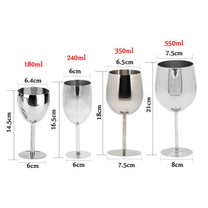 2Pcs Classical Wine Glasses Stainless Steel 18/8 Champagne Glasses