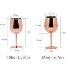 Load image into Gallery viewer, 350ml / 550ml Rose Gold Stainless Steel Wine Glass