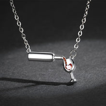 Load image into Gallery viewer, Silver Rose Gold  Wine Glass Pendant Necklace for Women