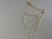 Load image into Gallery viewer, Catholic White Imitation Pearl Cross Necklace