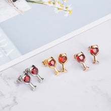 Load image into Gallery viewer, ZPAMS Women&#39;s Fashion Stud Earrings Stainless Steel Wine Glass Style Earrings Set