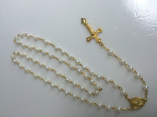 Load image into Gallery viewer, Catholic White Imitation Pearl Cross Necklace