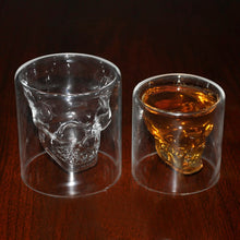 Load image into Gallery viewer, 3 sizes Two ways Shot Transparent Crystal Skull Head Glass