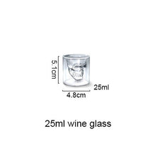 Load image into Gallery viewer, 3 sizes Two ways Shot Transparent Crystal Skull Head Glass