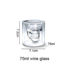 Load image into Gallery viewer, 3 sizes Two ways Shot Transparent Crystal Skull Head Glass