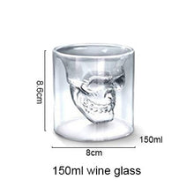 Load image into Gallery viewer, 3 sizes Two ways Shot Transparent Crystal Skull Head Glass