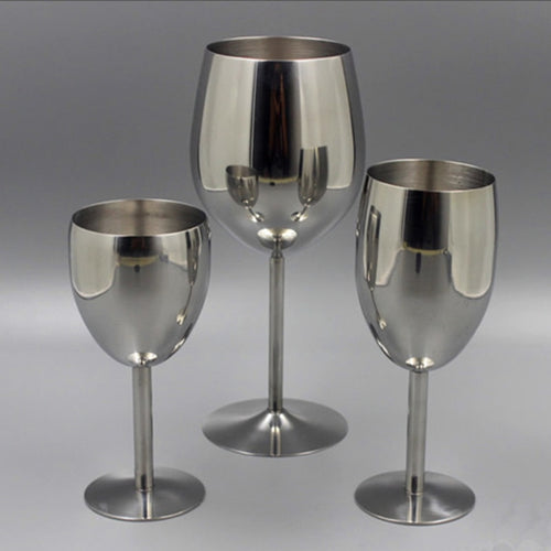 2Pcs Classical Wine Glasses Stainless Steel 18/8 Champagne Glasses
