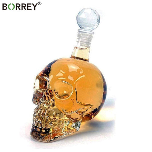 BORREY 1000Ml Skull Whiskey Glass Flagon Vodka Flask Borosilicate Glass