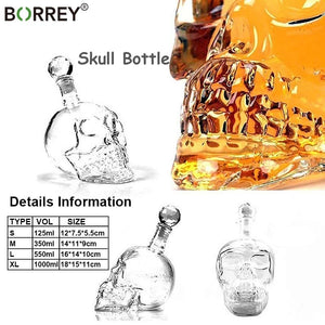 BORREY 1000Ml Skull Whiskey Glass Flagon Vodka Flask Borosilicate Glass