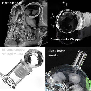 BORREY 1000Ml Skull Whiskey Glass Flagon Vodka Flask Borosilicate Glass