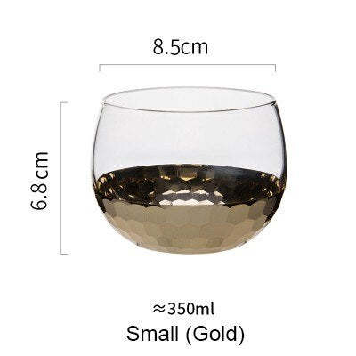 Rose Gold Hexagon Plating Glass Cup Gold Wine Cup