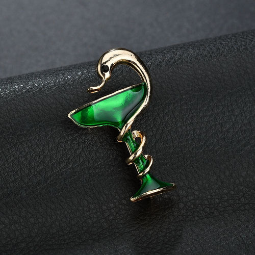 Terreau Kathy Green Paint Wine Glass Snake Brooch