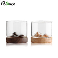 Load image into Gallery viewer, Mountain Whiskey Glass with Wooden Base Rocks Beer Set