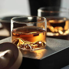 Load image into Gallery viewer, Mountain Whiskey Glass with Wooden Base Rocks Beer Set