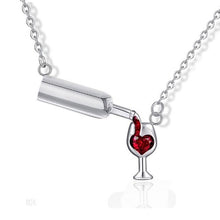 Load image into Gallery viewer, Silver Rose Gold  Wine Glass Pendant Necklace for Women