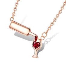 Load image into Gallery viewer, Silver Rose Gold  Wine Glass Pendant Necklace for Women