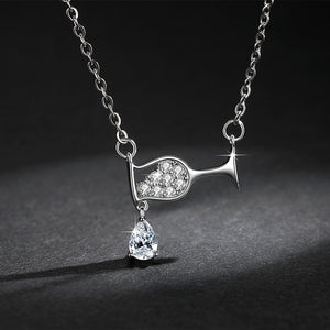 Drop Crystal Zircon Wine Glass Pendant Women Necklace