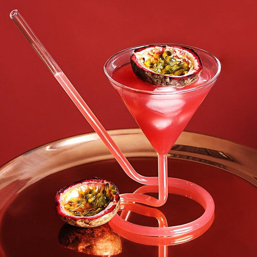 Creative Screw Spiral Straw Molecular Cocktail & Martini Glass