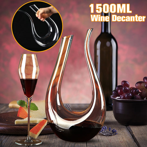 1500ml U Shaped Crystal Glass Horn Red Wine Decanter